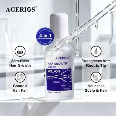 Copper Peptide Roll-On Hair Regrowth Serum with AHK-Cu & GHK-Cu for Scalp Renewal and Thinning Hair Recovery Treatment