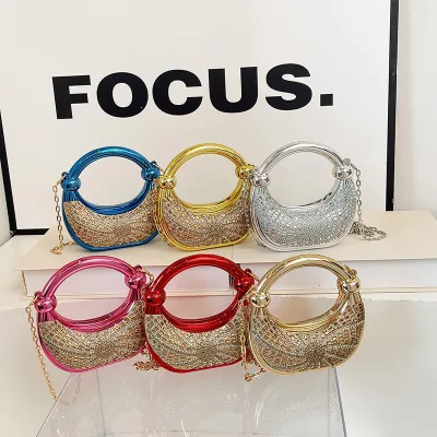Acrylic Mini Crescent Bag 2026 New European American Rhinestone Evening Clutch Bag for Women