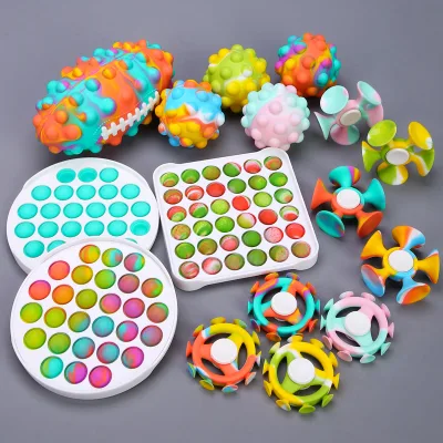 Popular Printed Pattern Stress Ball 3D Silicone Push Bubble Popping It Anti-Anxiety Squeeze Sensory Decompression Fidget Toys