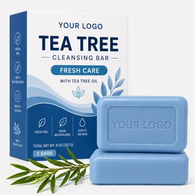 Private Label Tea Tree Soap Bar for Body Odor OEM Custom Deodorizing Cleansing Bar for Body and Feet