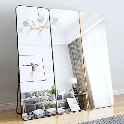 Hot Sale Factory Direct High Quality Modern Aluminum Alloy Frame Full Length Mirror Wall Mounted & Freestanding for Home Decor