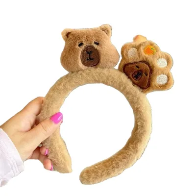 HY2 Children Capybara Headband Cartoon Doll Hair Hoop Women's Cute Hair Clasp Plush Hilarious Hair Band Wear Accessories