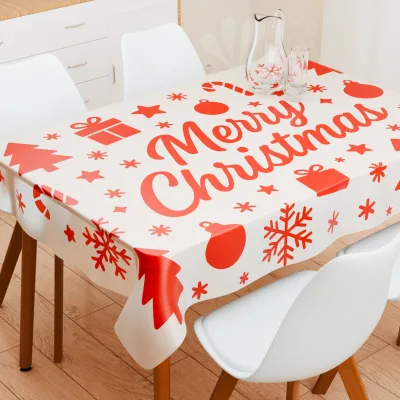 Christmas Tablecloth Disposable Waterproof Oilproof Custom Printed Modern Party Dining Table Cover for Home Hotel Decor