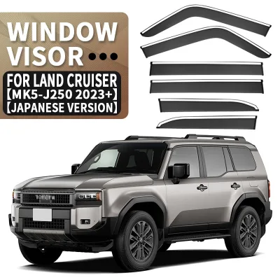 Factory Price PC/PMMA Luxury Car Door Visor Window Visors with Stainless Steel Non-Skid for Land Cruiser LC250 2023+