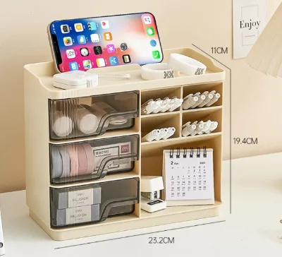 Stylish Large Capacity Desktop Storage Box High-Appearance Level Table Organizer Plastic Rack Featuring Office Organization