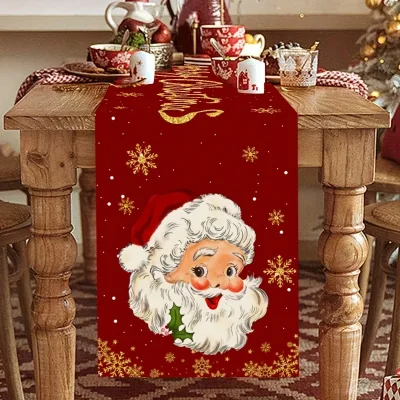 's New Creative Christmas Snowman Table Runner Long Cross-Border Tablecloth for Dining Holiday Decoration Heat Insulation