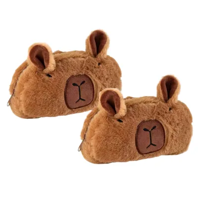 1Pc Cute Plush Capybara Pencil Storage Bag Pen Case Multifunction Large Capacity Stationery Pouch
