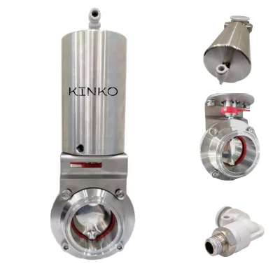 GOST Ccertificated Vertical Type Ss316L Pneumatic Actuator Sanitary Clamp butterfly Valve Butterfly Valve for Food Equipment