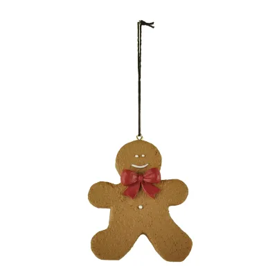 ORN's Eco-Friendly Resin Gingerbread Man with Bow Semi-3D Christmas Ornament