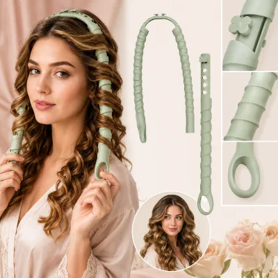 Spiral Silicone Hair Curler for Overnight Waves with Ribbed Guide for Beginners Adjustable Length Fits All Hair Types