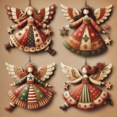 Cross-border Christmas Wooden Flat Creative Retro Angel Doll Ornaments, Christmas Tree Hanging Decorations