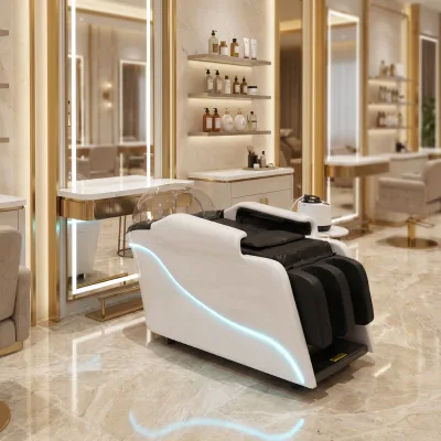 Electric Intelligent 4D Heated Massage Shampoo Chair with Bluetooth LED Modern Portable Design for Commercial Use