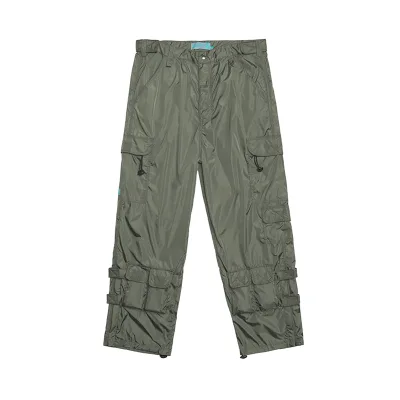 Custom Printing logo Design Polyester Men Streetwear Baggy Cargo Pants with Side Pockets