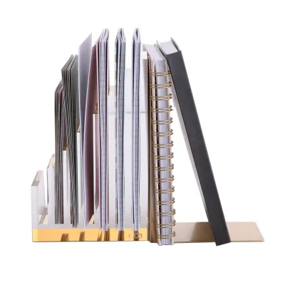 Clear Acrylic Collator Heavy Duty Bookends for Home Office Library , Book Stopper, Desktop Organizer