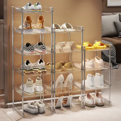 Factory Price Durable Plastic Storage Shoe Rack Multi Layer PET Plastic Storage Rack/shelf