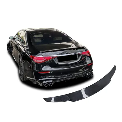 Bra-B Style 3K Twill Weave Carbon Fiber Car Rear Trunk Lid Ducktail Wing for Mercedes Benz S Class W223