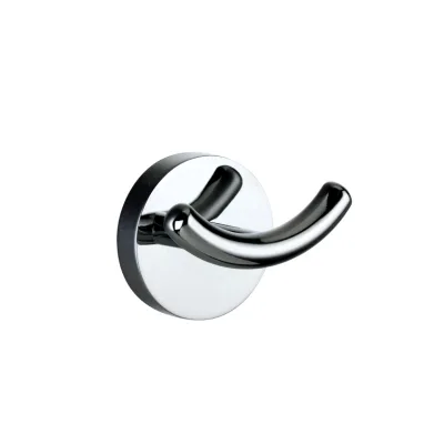 Polished Chrome Double Towel Coat Hook, Wall-Mounted Heavy-Duty Sticky Robe/Hat/Clothes Hook
