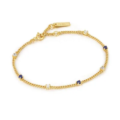 Gemnel New Trendy Jewelry 18k Gold Plated Pave Lapis Malachite Mother of Pearl Cuban Chain Bracelet