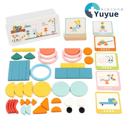 100-Piece Kids' Educational Geometric Shape Puzzle - Montessori Wooden Matching & Building Toy