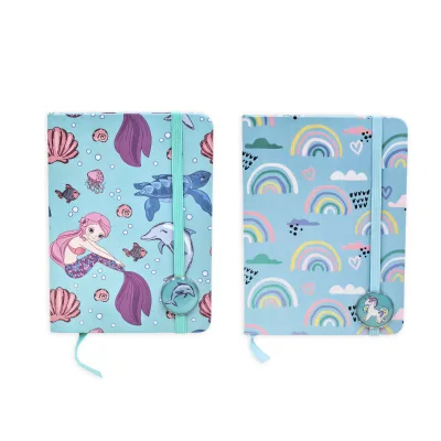 Fancy Small Notebook Hardcover A6 Notebook with Slide Metal Badge