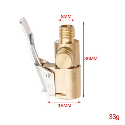8mm Open Flow Tire air Chuck Brass Universal Air Pump Adapter Valve Connector with Clip Adapter