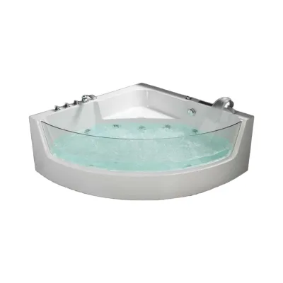 Modern Exterior Acrylic Whirlpool Bathtub Waterfall Massage Jets Includes Drainer Faucet Corner Bathroom Hot Sale Rectangle
