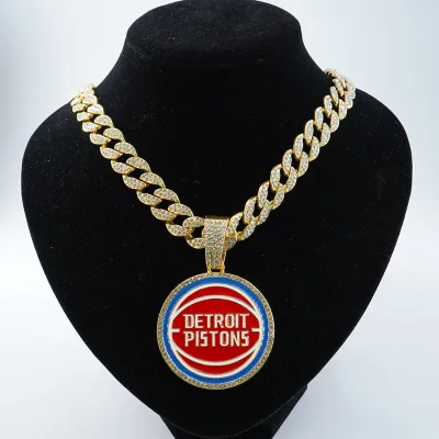 New Alloy Diamond-encrusted Pendant Oil-dripping Basketball Creative Design Hip-hop Pendant Necklace Trend