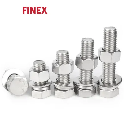 Zinc Plated/Plain Stainless Steel 304/316 Grade 10.9 DIN 931 Standard M11-M28 Hex Nut Bolt & Washer Set