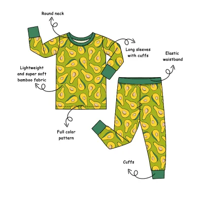 Wholesale Bamboo Viscose Baby Pajama Set Elastic Long Sleeve Long Pants 2PCS Custom Brand Logo for Boutique Retailers