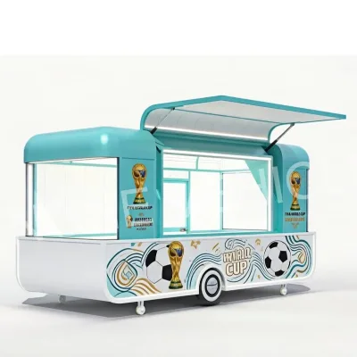 2026 Custom Ford Mondeo Style Food Truck - Retro Macaron Color Mobile Coffee Shop & Snack Bar for Street Vending