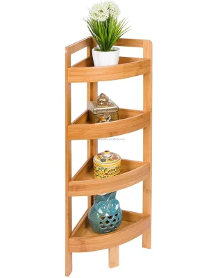 Bamboo Wooden Decorative Display Bathroom Wall Corner Shelf