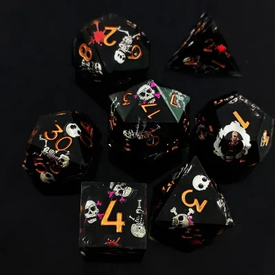 Wholesale Carved Resin Sharp Dice Set for Dnd Dungeons Dragons Custom Logo Polyhedral Square Board Games for Role Playing TRPG