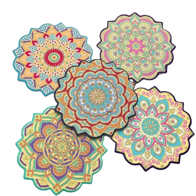 Wholesale Customized Acrylic Coasters Table Mats and Placemats with Cork Bottom Round Plain Ceramic Coaster for Pot Mat Placemat