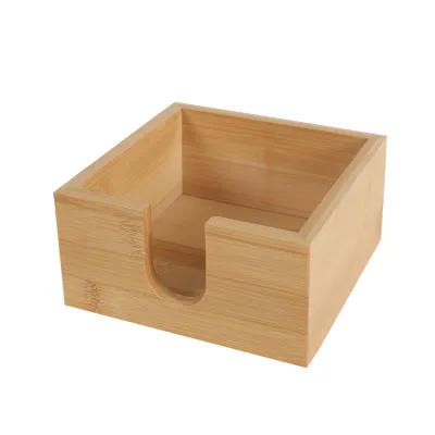 Bamboo Square Modern Multifunctional Desktop Napkin Storage Box-Tissue Holder for Bathroom Use