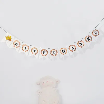 Modern Style Thanksgiving Party Fish Tail Flag Banner for Venue Decoration