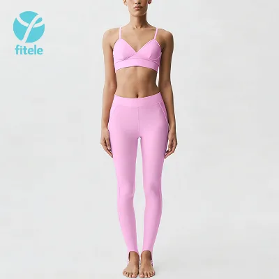New High Waist Hip Lifting Stirrup Ankle Yoga Shorts Breathable Skin Friendly Women Workout Front Logo 2 Piece Set