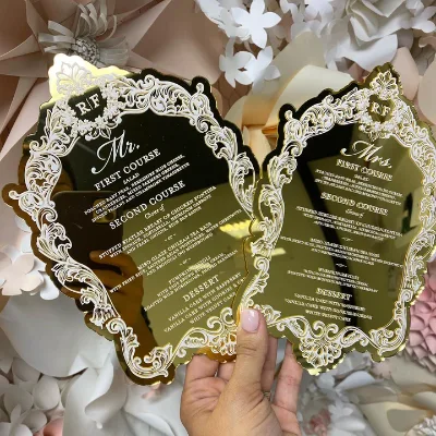 Luxury Gold Mirror Acrylic Wedding Invitations Mirror Invitation Card Luxury Wedding Idea Table Menu