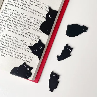 Hot Selling Black Cat Magnet Bookmarks Custom Cute Animal Soft Magnetic Bookmark Clips ( Set of 6)
