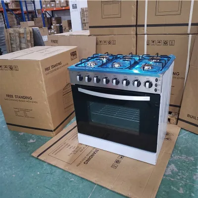 Export Model 6-Eye Gas Cooker with Integrated Oven, Multi-functional Freestanding Kitchen Appliance for Restaurant & Home Baking