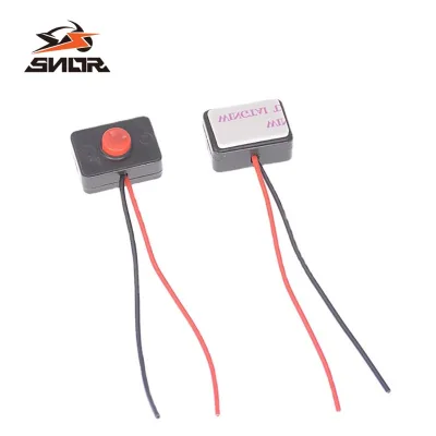 SNOR Auto Motorcycle Horn Switch with Line square Sticker Button Electric Reset Switch Red Cover