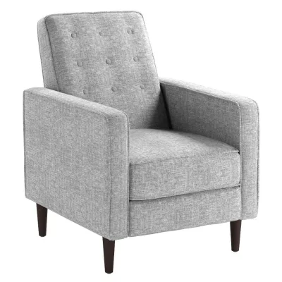 Gray Linen Fabric Comfy Upholstered Button Mid-century Modern Button Tufted Fabric Seat Recliner Sofa Cheap Recliner Chairs