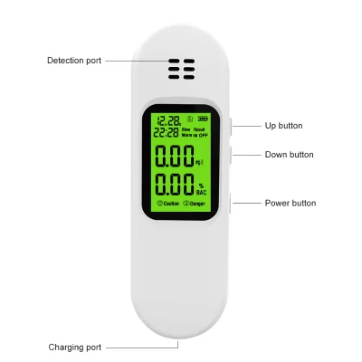 Digital Professional Breath Tester Alcohol Tester Liquid Crystal Display Alcohol Tester with Back Light ABS Material