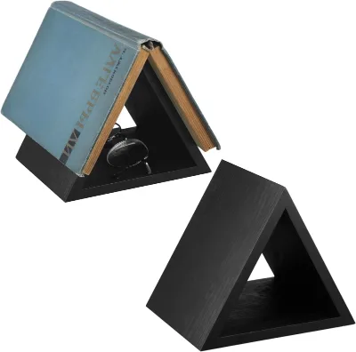 Multi Functional Black Triangle Book Rest Counter Decor Bookmark Wooden Book Page Holder Book Reading Rest Gifts for Readers