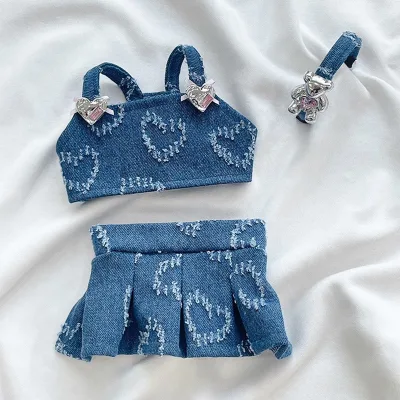 Adorable Pet Denim Camisole Skirt Set - Perfect for Parties Fashionable Dog Cat Outfit for Summer Luxury Pet Clothes