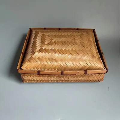 Home Decorative Hand-woven Bamboo Storage Basket Portable Organizeration Bamboo Basket