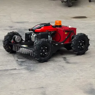 RC Four Wheel Lawn Mower With Flail Chain Blade Gas Engine Remote Controlled Grass Cutting Machine for Farm Sloped Land Weeding