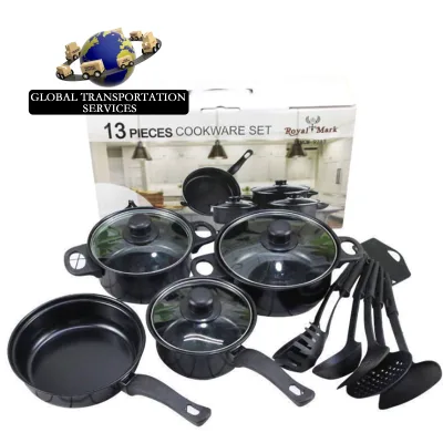 Factory Wholesale 13-Piece Black Cast Iron Kitchen Utensils Modern Non-Stick Cookware Set with Pots Pans Lids