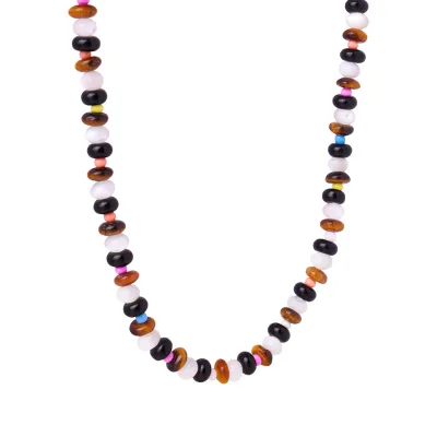 Elegant Natural Stone Beaded Necklace Handmade DIY Classic Style Link Chain Jewelry for Gift with Ball Pattern