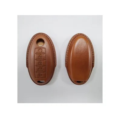 Genuine Leather Key Cover Fit for Nissan Altima Armada Gt-r Maxima Murano Patrol Rogue Leaf Fob Shell Case 5 Button