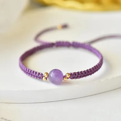 Wholesale Handmade Adjustable  Natural Stone  Moonstone  Woven  Bracelet for Women Gift